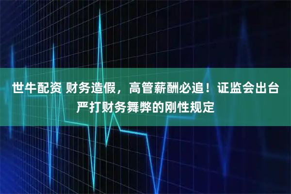 世牛配资 财务造假，高管薪酬必追！证监会出台严打财务舞弊的刚性规定