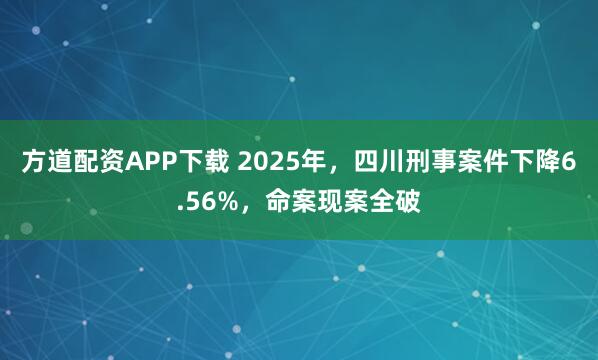 方道配资APP下载 2025年，四川刑事案件下降6.56%，命案现案全破