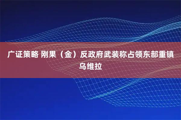 广证策略 刚果（金）反政府武装称占领东部重镇乌维拉